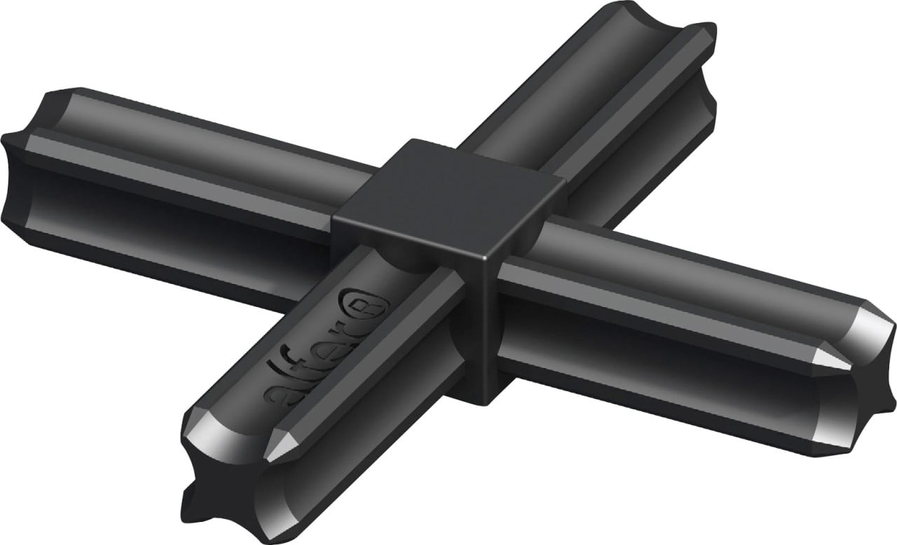 alfer Kreuz-Verbinder, 4 Zapfen 7.5 mm 7.5 mm Kunststoff glatt schwarz