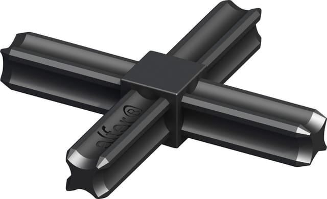 alfer Kreuz-Verbinder, 4 Zapfen 7.5 mm 7.5 mm Kunststoff glatt schwarz