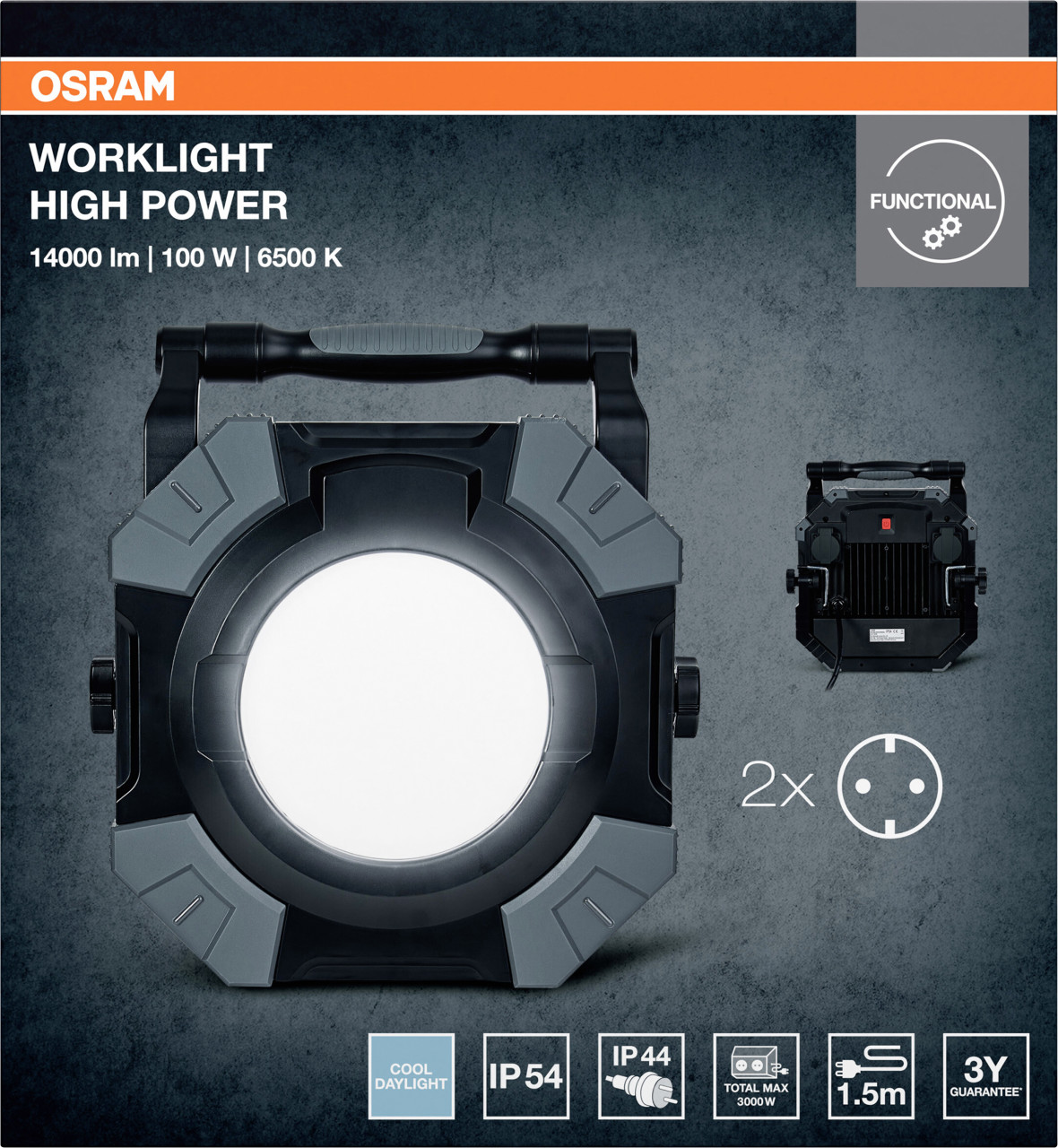 Osram LED Baustrahler Worklight Value 100 W kaltweiß schwarz Bild 2