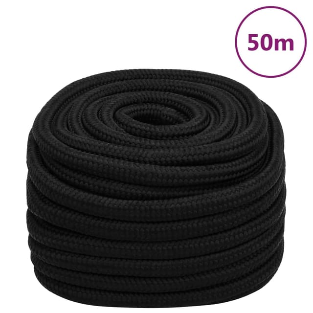 vidaXL Arbeitsseil Schwarz 25 mm 50 m Polyester 152844