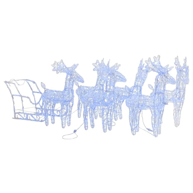 vidaXL Rentiere Schlitten Weihnachtsdekoration 320 LEDs Acryl 3100425