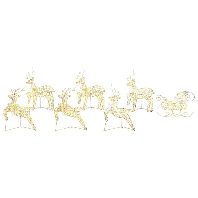 vidaXL LED Rentiere mit 40 LEDs 7-Tlg Gold PET 3399389