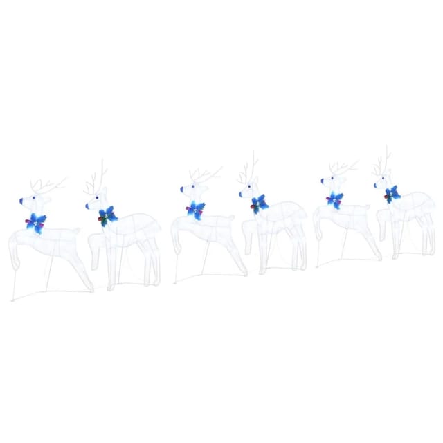 vidaXL LED Rentiere 6 Stk Weiß Stoff 3385898