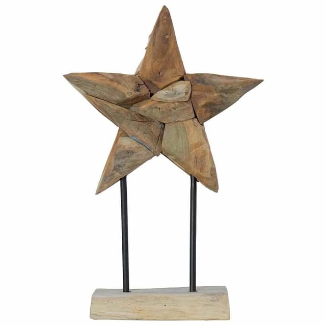 vidaXL Weihnachtsstern Braun 30 x 5 x 45 cm Massivholz Teak 42017934