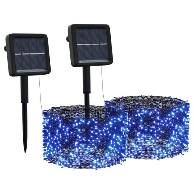 vidaXL Solar-Lichterkette 2 Stk 2x200 LED Blau Innen Außen 328949