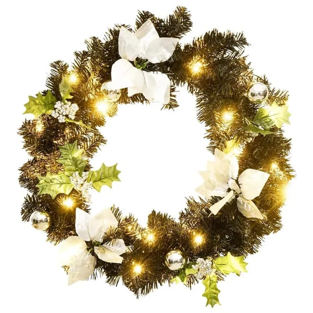 vidaXL Weihnachtskranz mit LED Schwarz 60 cm PVC 321518