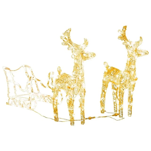 vidaXL Rentiere & Schlitten Weihnachtsdekoration 160 LEDs 130 cm Acryl 328514