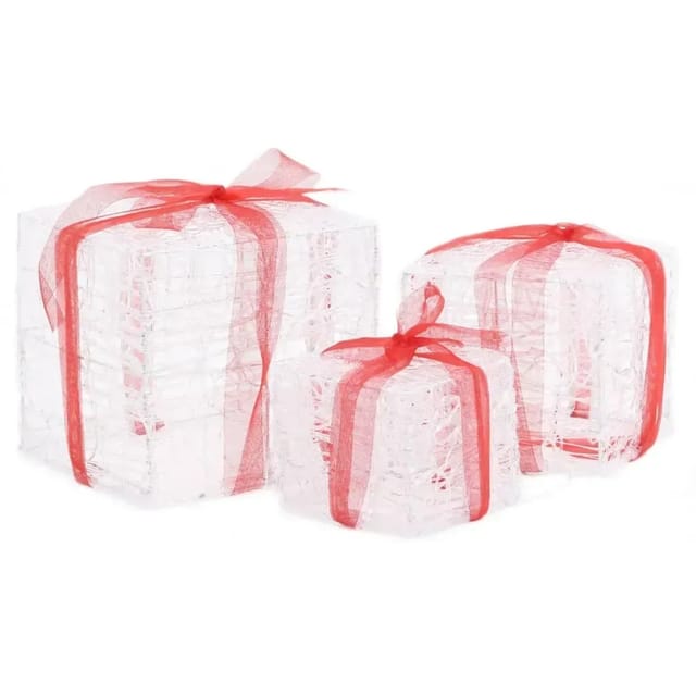 vidaXL LED-Geschenkboxen 3 Stk Weihnachtsdekoration Mehrfarbig 328793