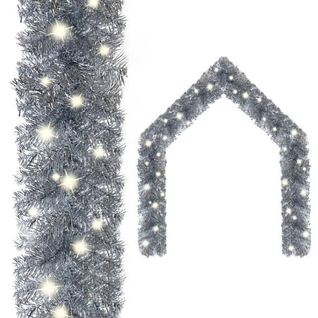vidaXL Weihnachtsgirlande mit LED 10 m Silbern 329205
