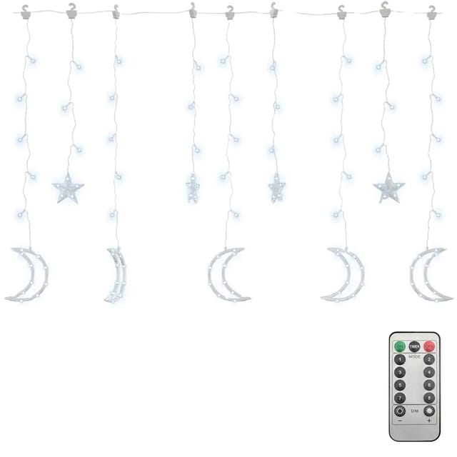 vidaXL Lichterketten Stern und Mond Fernbedienung 345 LED Kaltweiß 328799