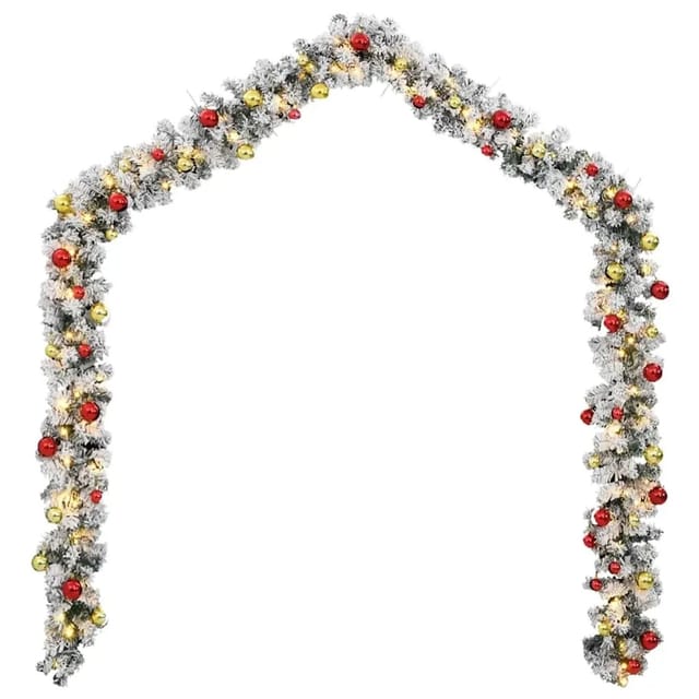 vidaXL Weihnachtsgirlande mit Kugeln und LED-Leuchten Grün 10 m PVC 4019673