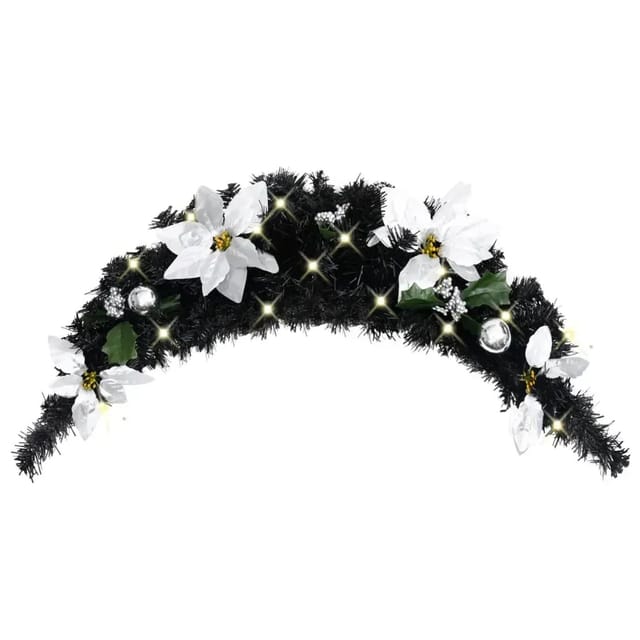 vidaXL Weihnachts-Türbogen mit LED-Lichtern Schwarz 90 cm PVC 320981
