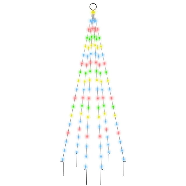 vidaXL LED-Weihnachtsbaum für Fahnenmast Mehrfarbig 108 LEDs 180 cm 343521