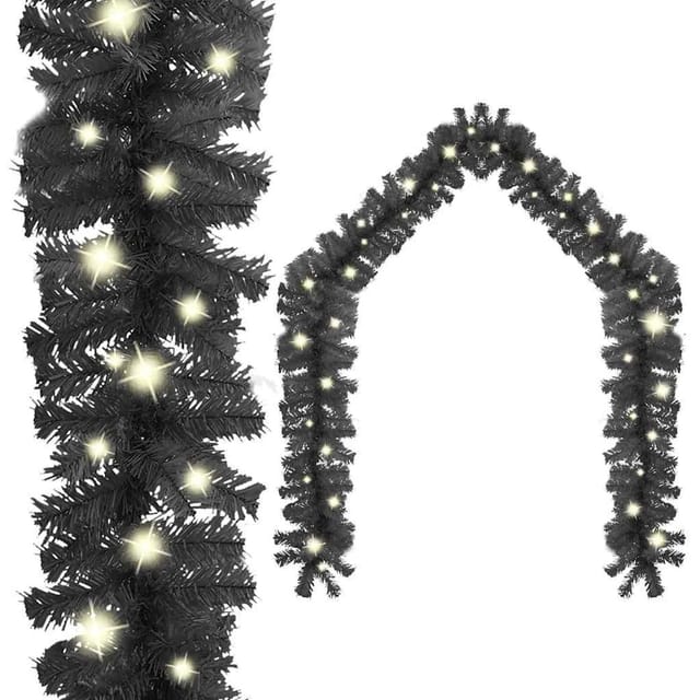 vidaXL Weihnachtsgirlande mit LED 10 m Schwarz 329190