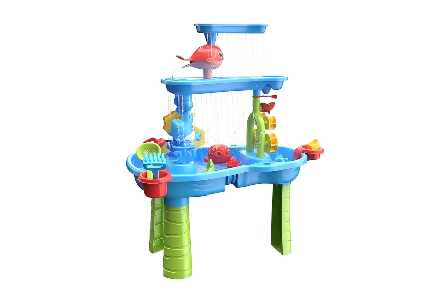 Relaxdays Wasserspieltisch Kunststoff Bunt 3 Ebenen mit Zubehör 85 cm x 63 cm x 42,5 cm 2,6 kg Bild 4
