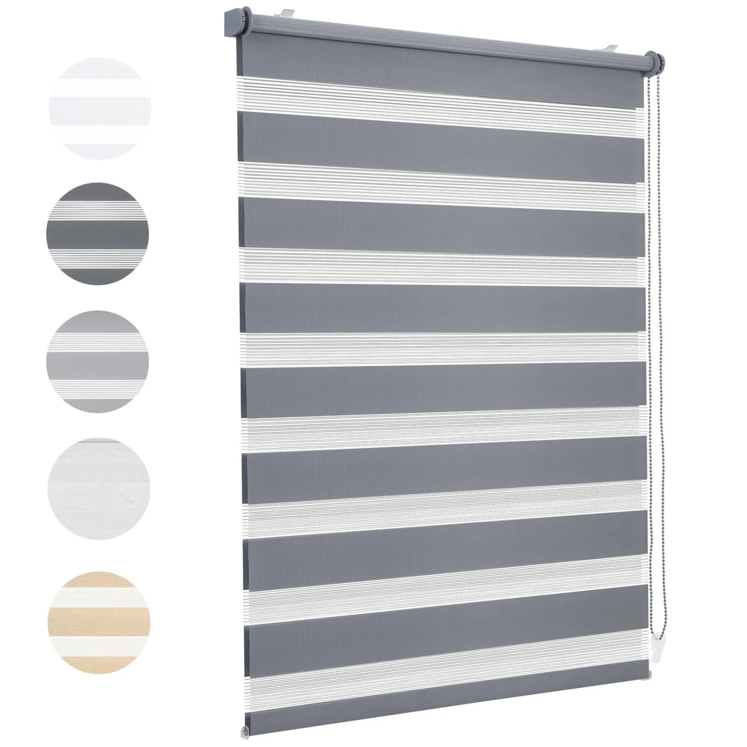 Sekey Doppelrollo Klemmfix ohne Bohren für Fenster Blickdicht 80x220cm Dunkelgrau
