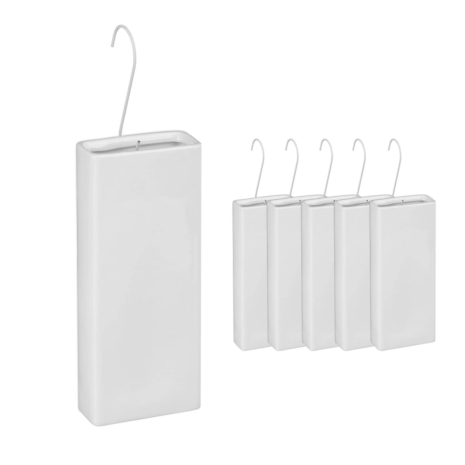 Relaxdays Luftbefeuchter Heizkörper 6er Set Keramik Weiß 20 cm x 9 cm x 4 cm