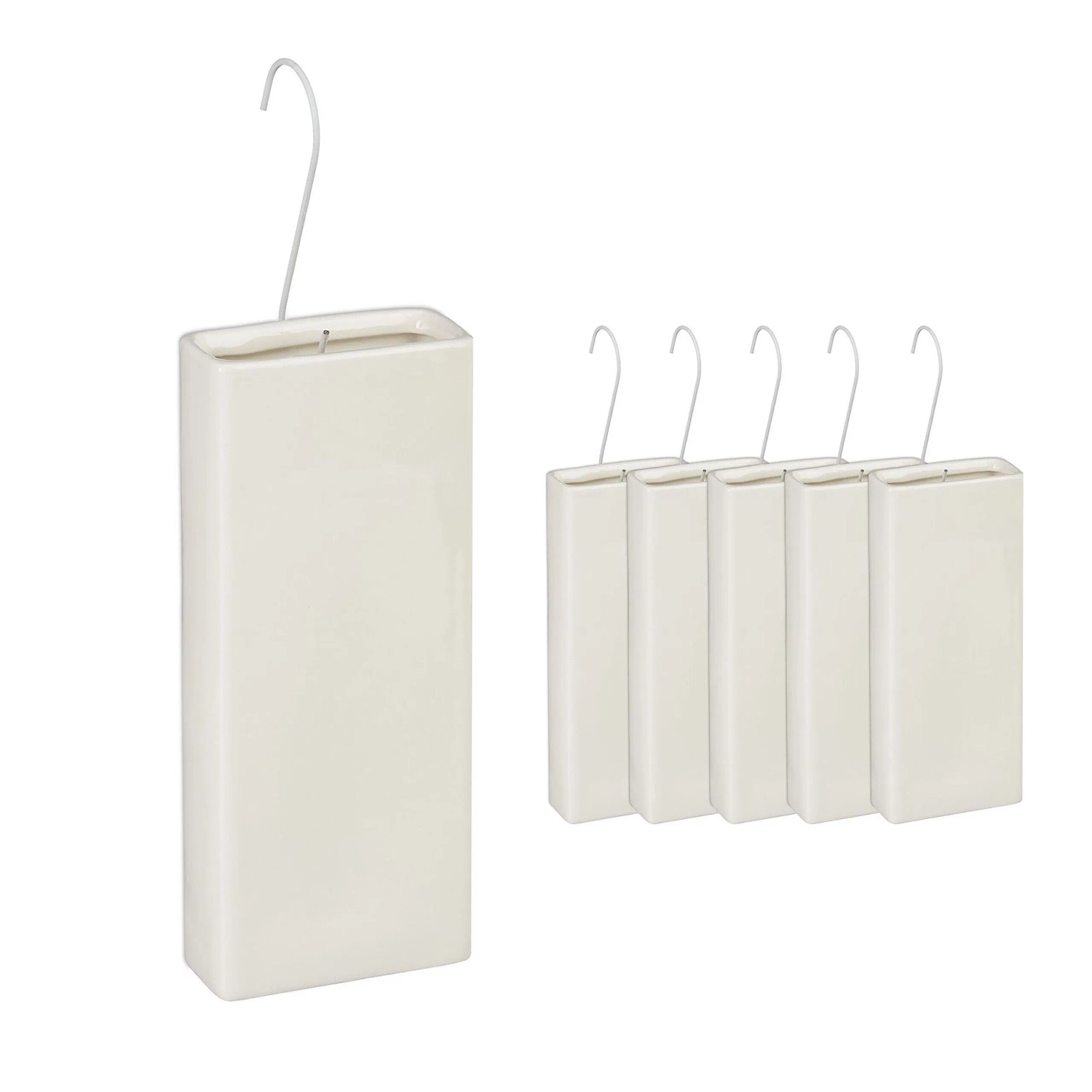 Relaxdays Luftbefeuchter Heizkörper 6er Set Keramik Creme 20 cm x 9 cm x 4 cm