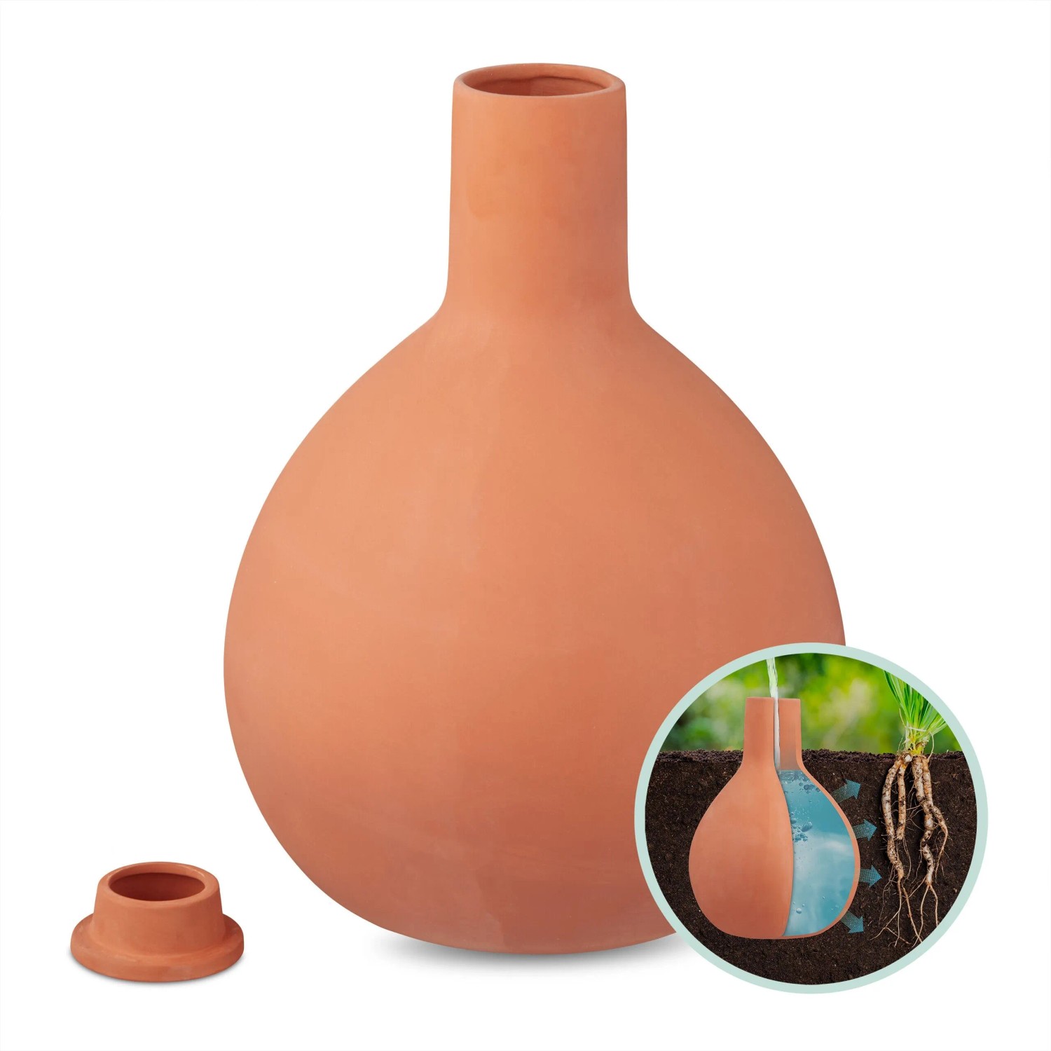 Relaxdays Olla Keramik Terrakotta Wasserdurchlässig Unterirdisch mit Deckel 35 cm x 26 cm 7,5, 2,1 kg