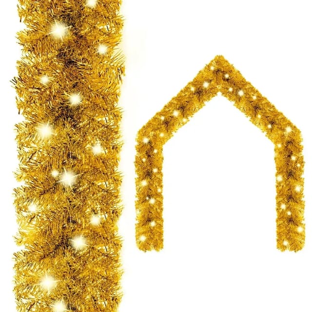 vidaXL Weihnachtsgirlande mit LED 5 m Golden 329201