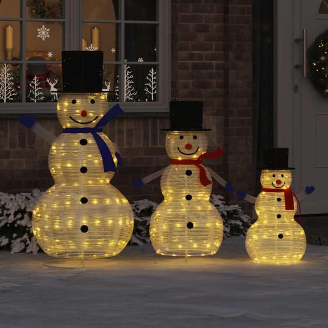 vidaXL Weihnachts Schneemann Familie 3 Stk Warmweiß 42018968