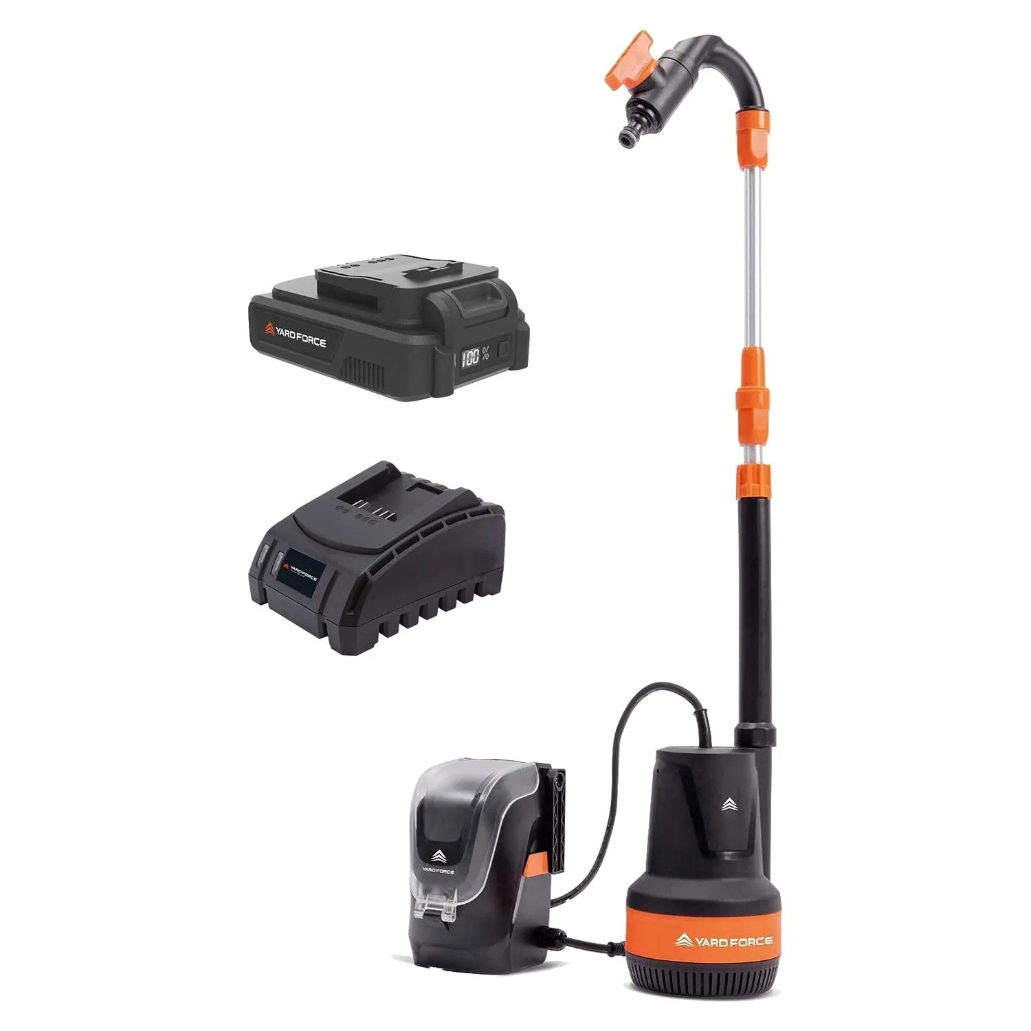 Yard Force Akku-Regenfasspumpe LX CWP1 mit Kraftvollen Druck von 2 Bar