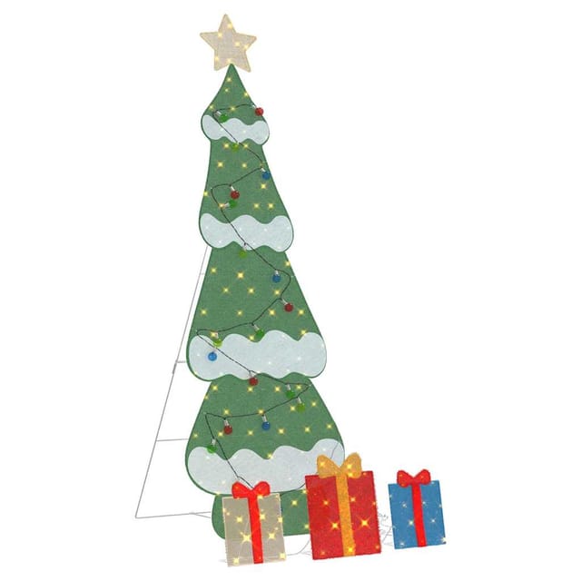 vidaXL Beleuchteter Weihnachtsbaum mit 3 Geschenkboxen 2D Warmweiß 42019619