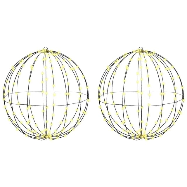vidaXL Ball mit 384 LEDs 2 Stk Warmweiß 60 cm Metall 42019112