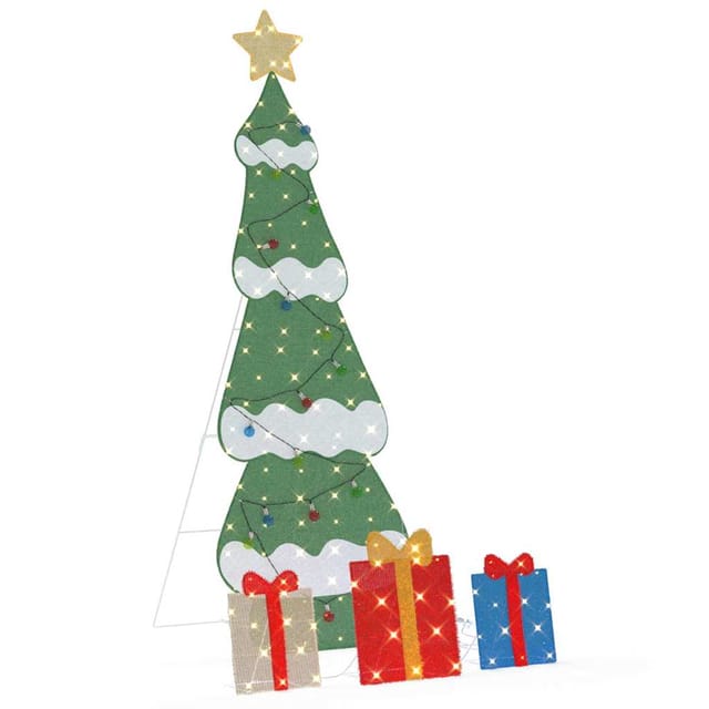 vidaXL Beleuchteter Weihnachtsbaum mit 3 Geschenkboxen 2D Warmweiß 42019618