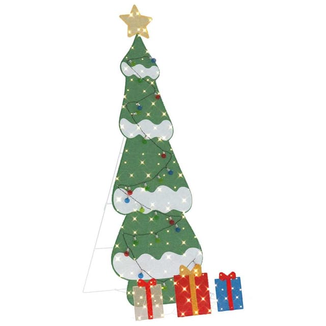 vidaXL Beleuchteter Weihnachtsbaum mit 3 Geschenkboxen 2D Warmweiß 42019620