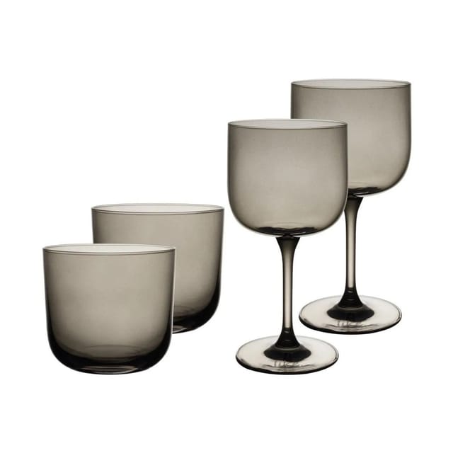 like. by Villeroy & Boch Like Glass Wein- und Wassergläser Set 4-teilig Smoke