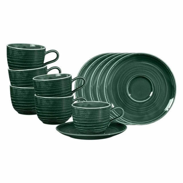 Seltmann Weiden Terra Kaffeetassen mit Untertassen 260 ml 6er Set Moosgrün