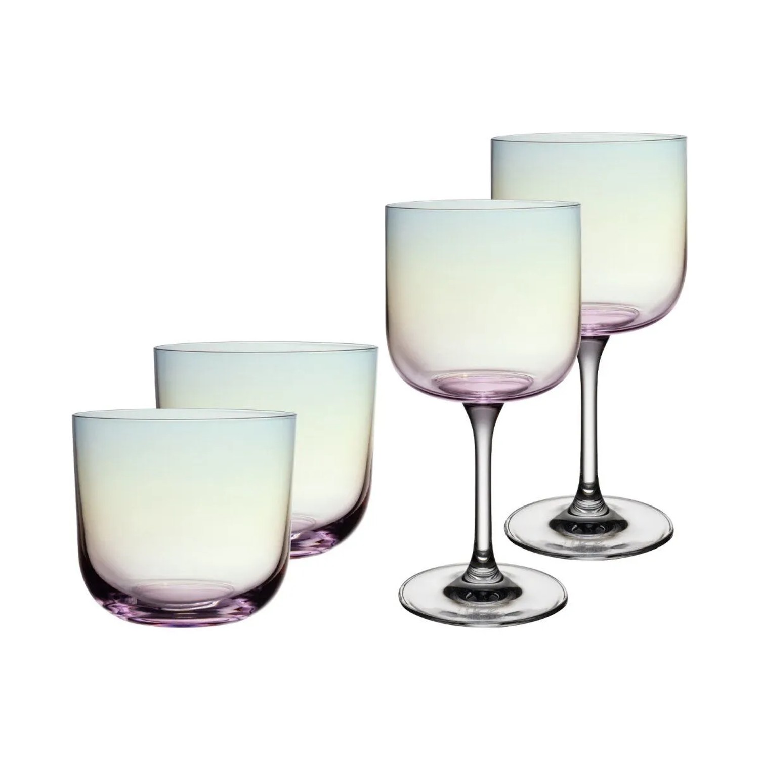 like. by Villeroy & Boch Like Glass Wein- und Wassergläser Set 4-teilig Pearl