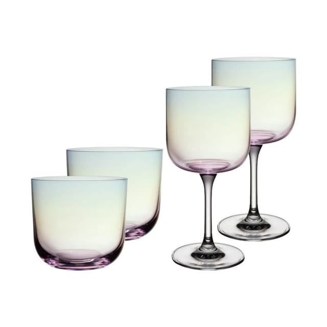 like. by Villeroy & Boch Like Glass Wein- und Wassergläser Set 4-teilig Pearl