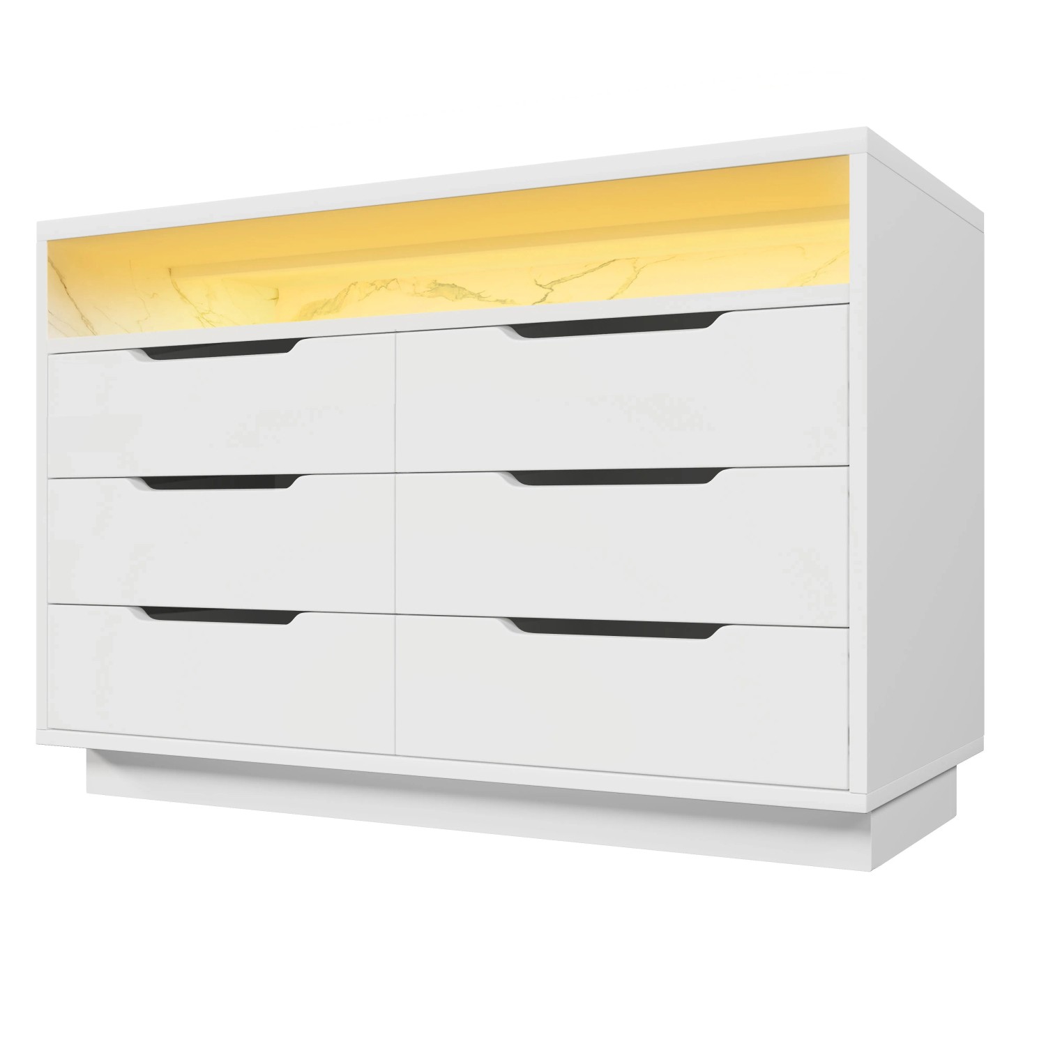 Merax Sideboard 120x40x85cm LED 6 Schubladen Weiß