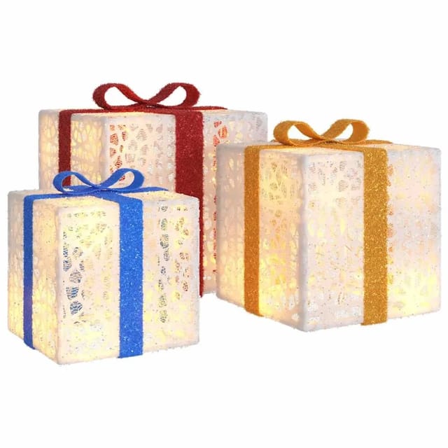 vidaXL Beleuchtete Geschenkboxen 3 Stk 64 LEDs Warmweiß 356244