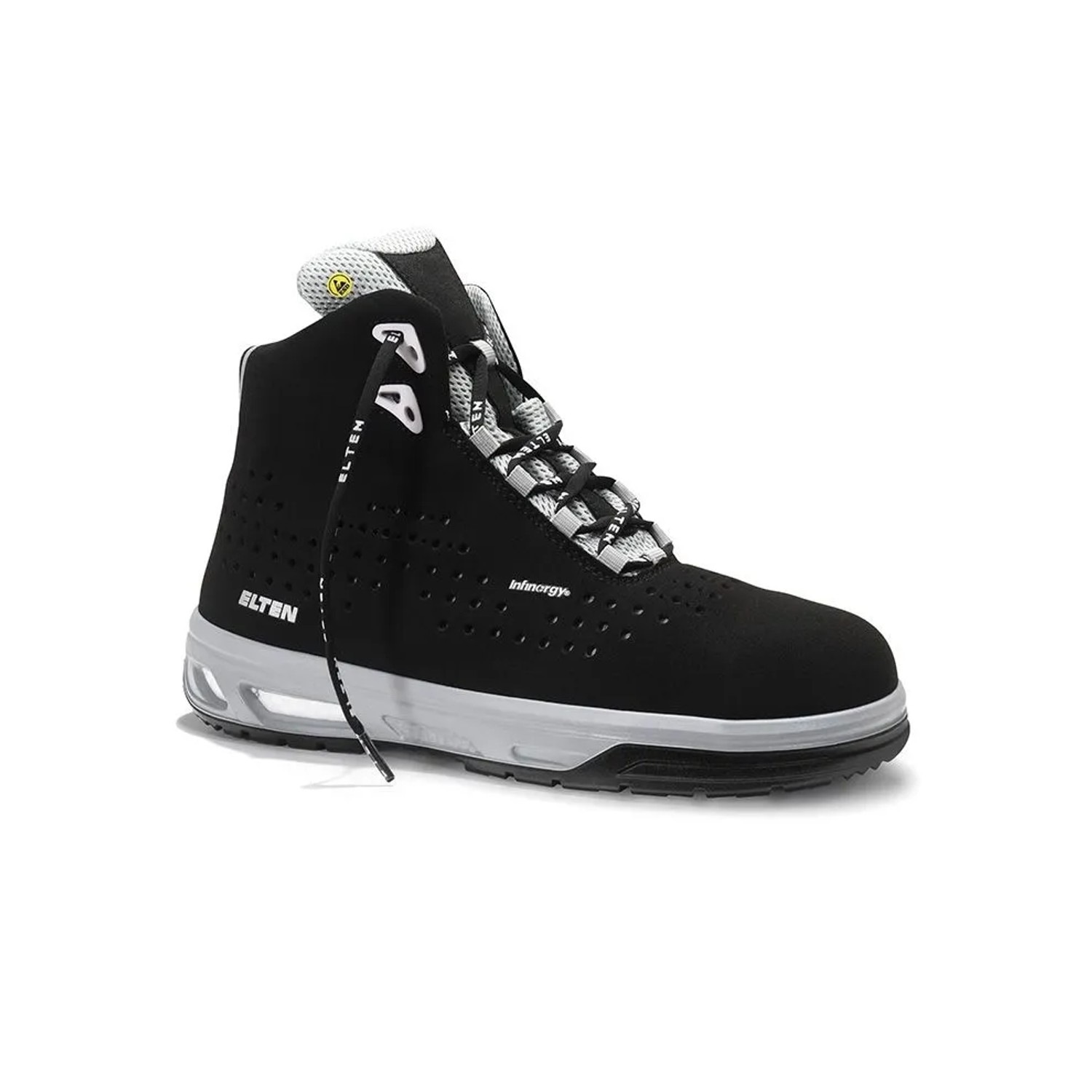 ELTEN Sicherheitsschnürstiefel IMPULSE XX10 BLACK GREY Mid ESD S1 Größe 45