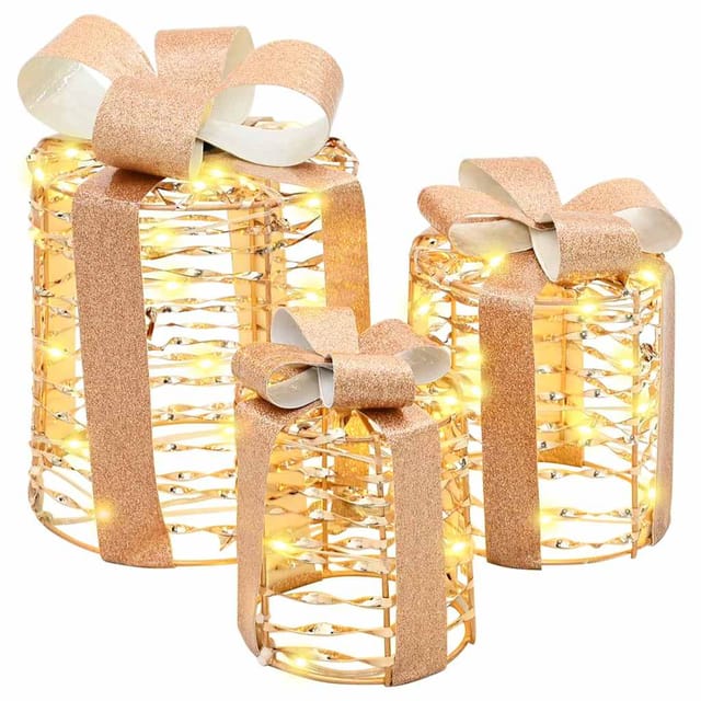 vidaXL Geschenkbox Dekoration 3 Stk Warmweiß 20 x 20 x 20 cm PET 42019089