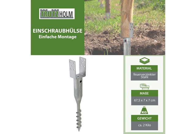 TRUTZHOLM 6x U Profil Bodenhülse Zum Einschrauben 7x7cm 67,5cm Länge Feuerverzinkt