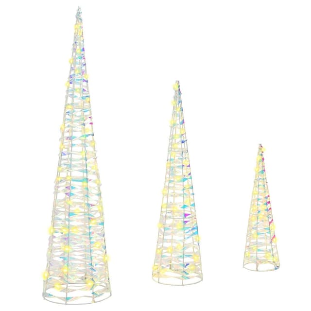 vidaXL Weihnachtsbaum mit 90 LEDs 3 Stk Warmweiß 20 x 20 x 80 cm PET 42019019