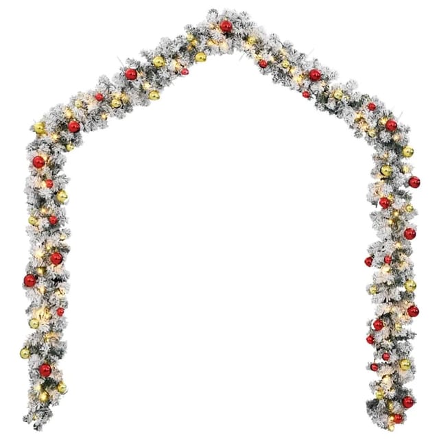 vidaXL Weihnachtsgirlande mit Kugeln und LED-Leuchten Grün 20 m PVC 4019674