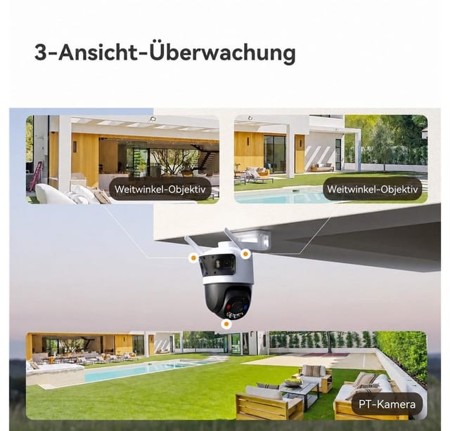 IMOU Überwachungskamera Cruiser Triple Intelligente PTZ WLAN Überwachungskamera mit drei Objektiven