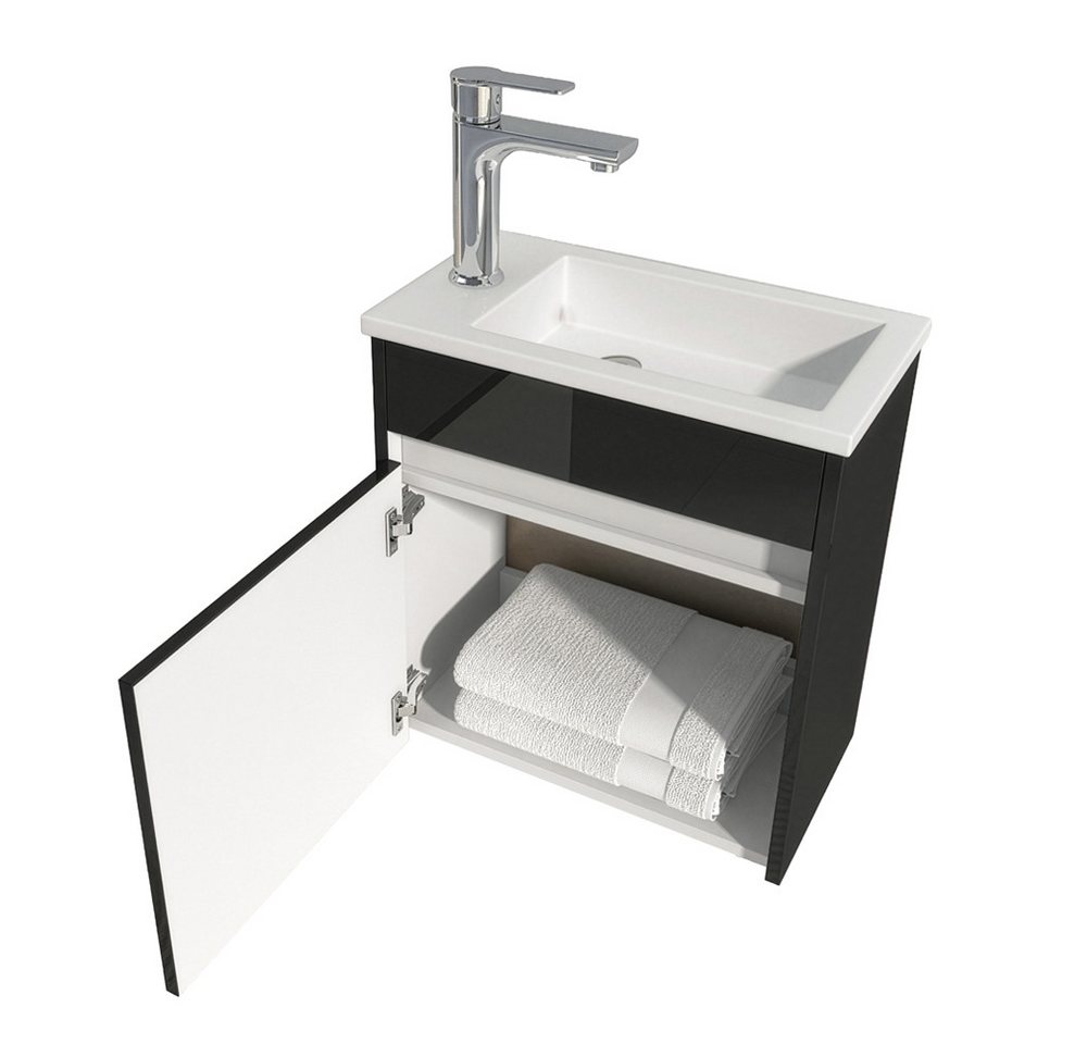 HOME DELUXE Badmöbel Komplettset BORKUM – Schwarz
