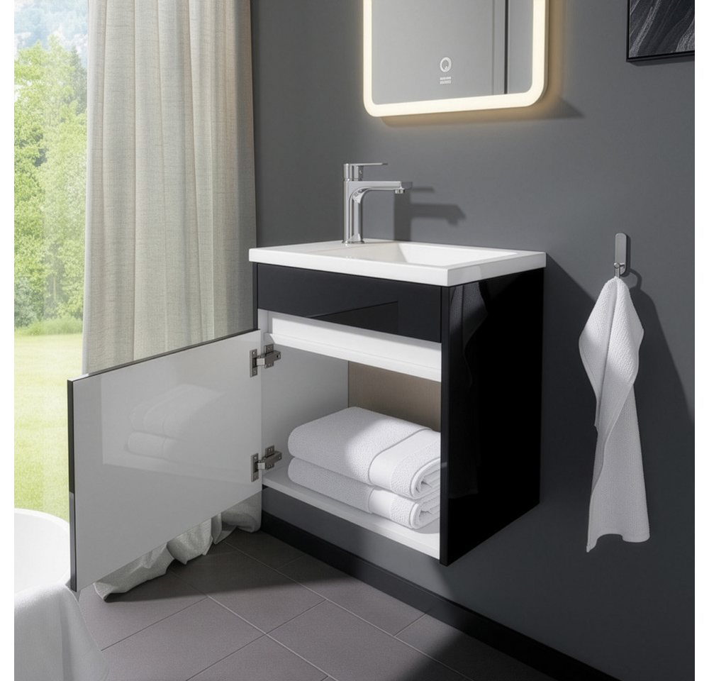 HOME DELUXE Badmöbel Komplettset BORKUM – Schwarz Bild 5