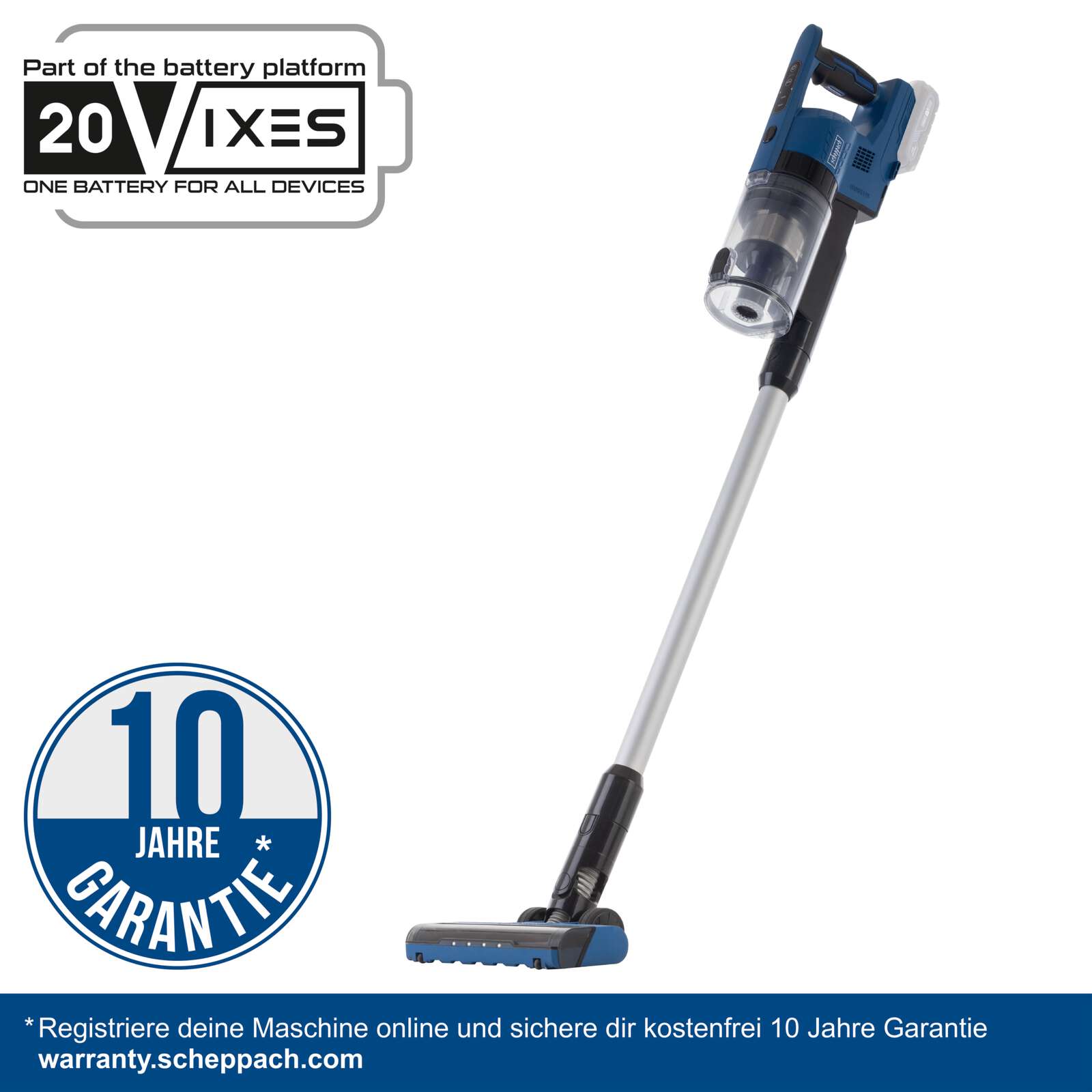 Akku-Handstaubsauger BC-VC250-X Scheppach - 20V | 20kPa Saugleistung | 600ml Staubbehälter | 2in1 Funktion | LED-Leuchte