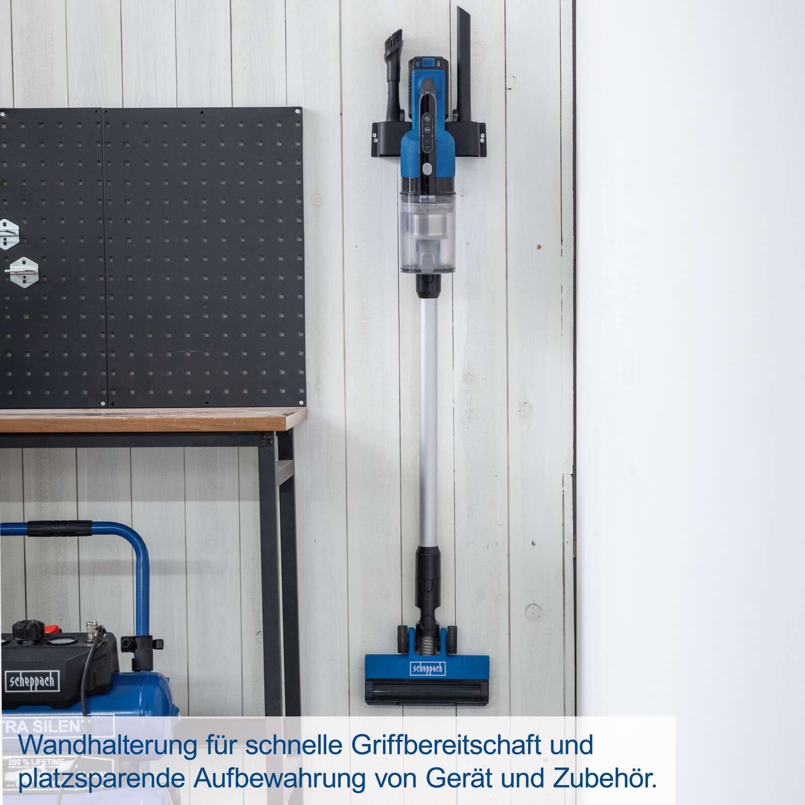 Akku-Handstaubsauger BC-VC250-X Scheppach - 20V | 20kPa Saugleistung | 600ml Staubbehälter | 2in1 Funktion | LED-Leuchte Bild 3