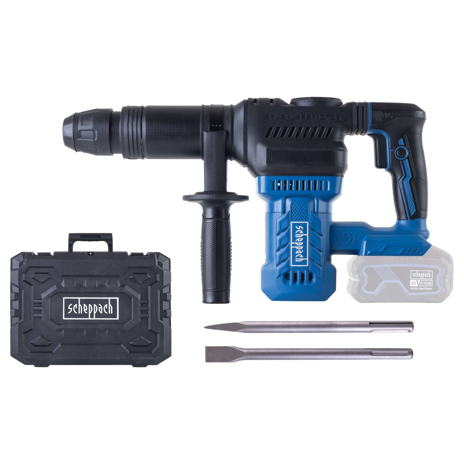Akku Abbruchhammer BC-AB1500-X Scheppach - 20V | 9 Joule | 3400 Schläge/min | SDS-Max Aufnahme | 360° Zusatzhandgriff | LED-Leuchte Bild 2