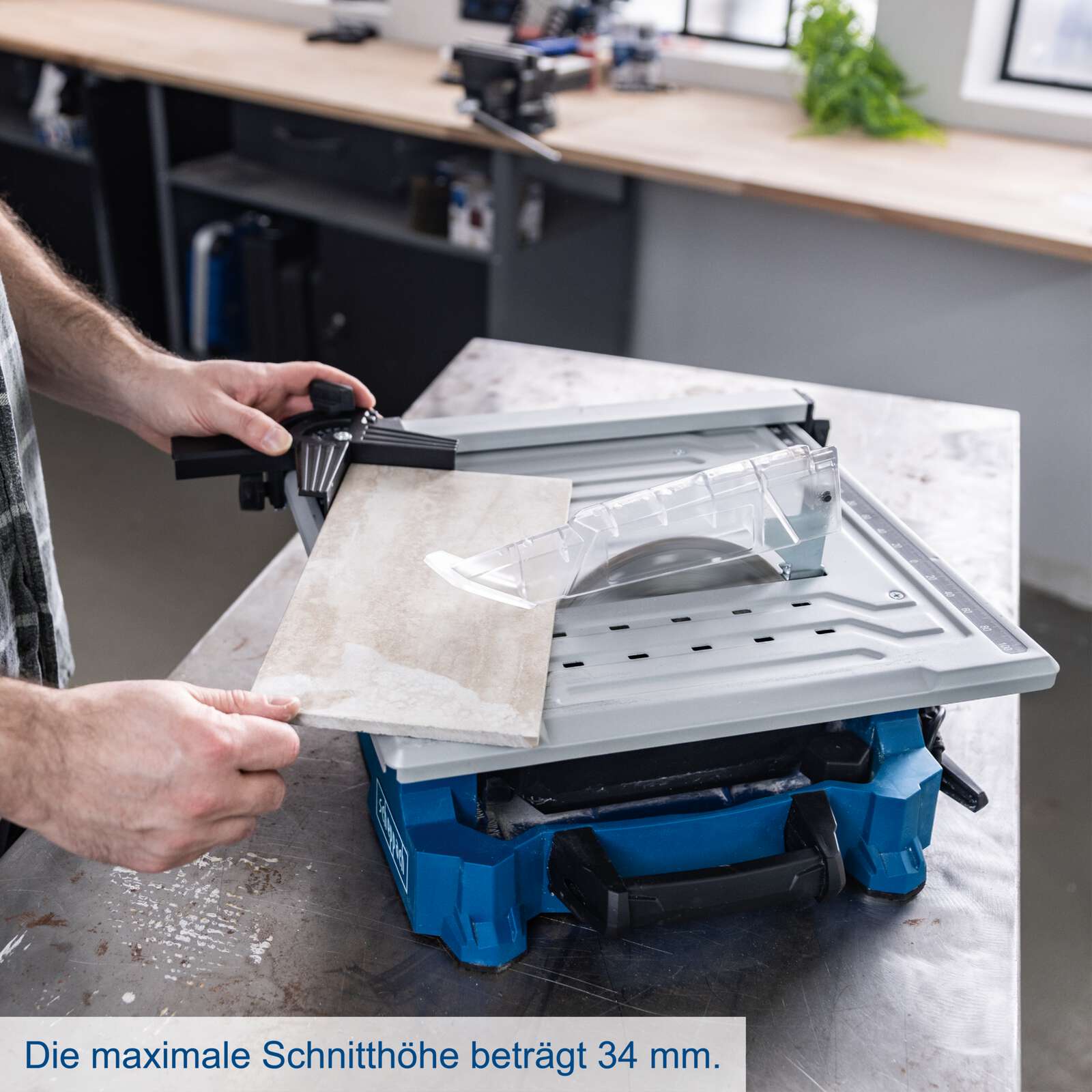 Stein- und Fliesenschneider WTS180 Scheppach - 710W | 34mm Schnitthöhe | 395x385 mm Tischgröße | 180mm Trennscheibe | Wasserkühlung Bild 4