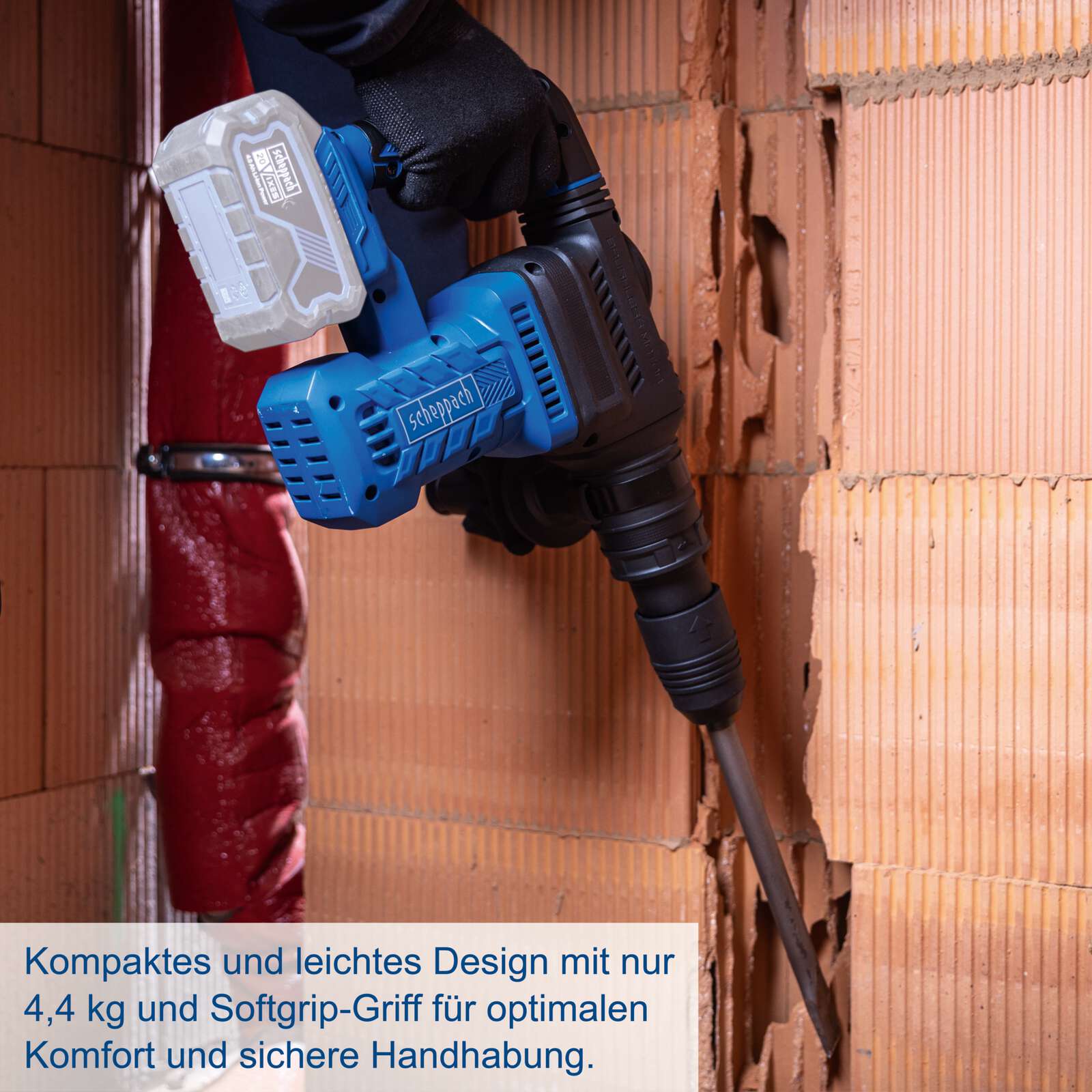 Akku Abbruchhammer BC-AB1500-X Scheppach - 20V | 9Joule | 3400 Schläge/min | SDS-Max Aufnahme | 360° Zusatzhandgriff | inkl. 4Ah Akku + 2,4A Ladegerät Bild 3