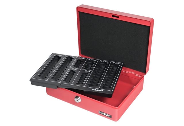 HMF 208 Geldkassette Euro-Münzzählbrett 25 x 18 x 9 cm Rot